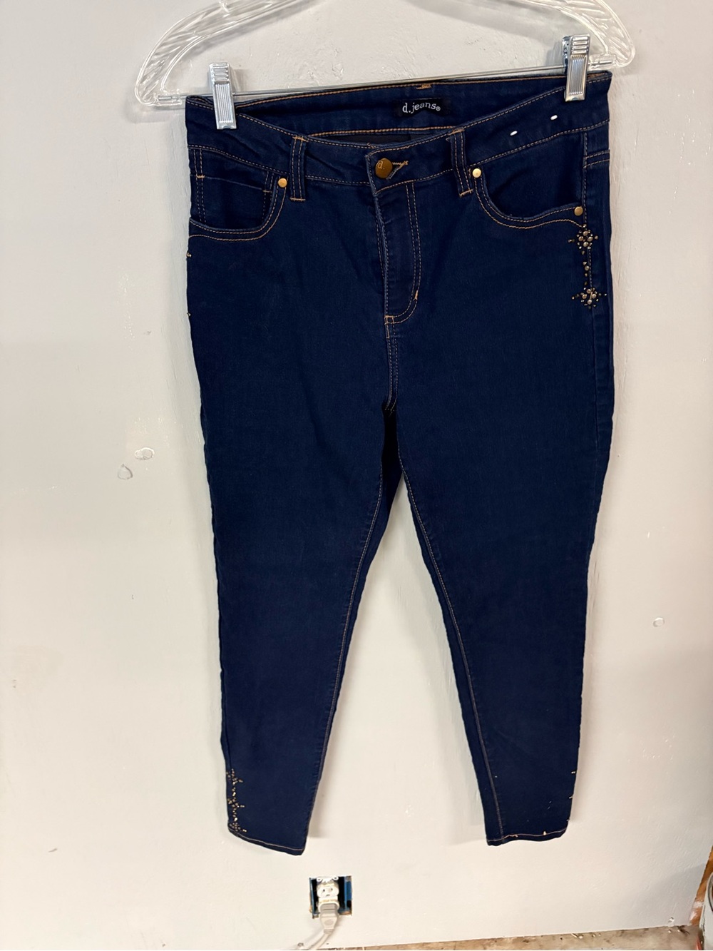 d. jeans Navy Stretch Skinny Jeans with Stud Details Womens 10
